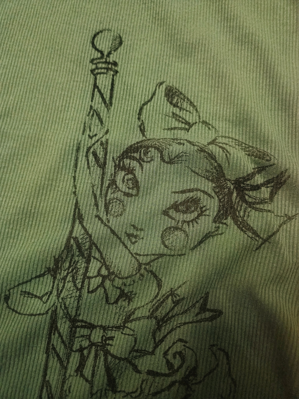 Green Graphic Ribbed Tank Top with Tiger Merry-Go-Round and Girl